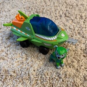 Paw Patrol Aqua Pups Rocky Green and Orange Kids Toy Vehicle with Figure